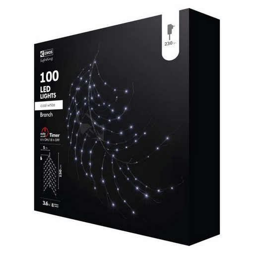 Obrázek produktu LED větvička 150cm EMOS ZY2261 venkovní 230V studená bílá s časovačem 3