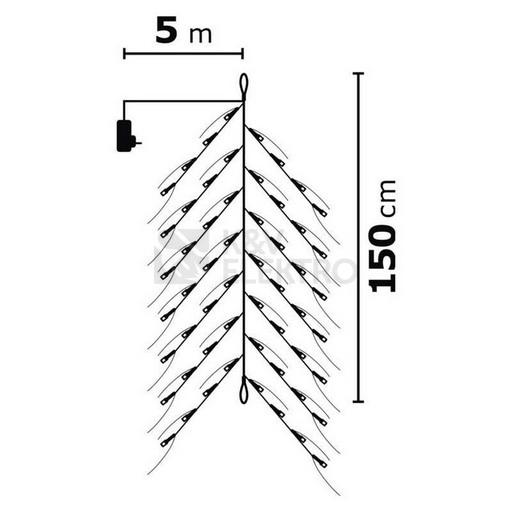 Obrázek produktu LED větvička 150cm EMOS ZY2262 venkovní 230V teplá bílá s časovačem 6