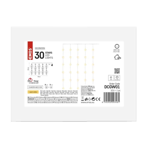 LED vánoční závěs EMOS DCGW01 ZY2263 hvězdy 120x90cm vnitřní použití teplá bílá s časovačem