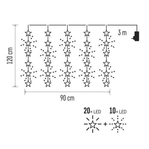 LED vánoční závěs EMOS DCGW01 ZY2263 hvězdy 120x90cm vnitřní použití teplá bílá s časovačem (obrázek 11)