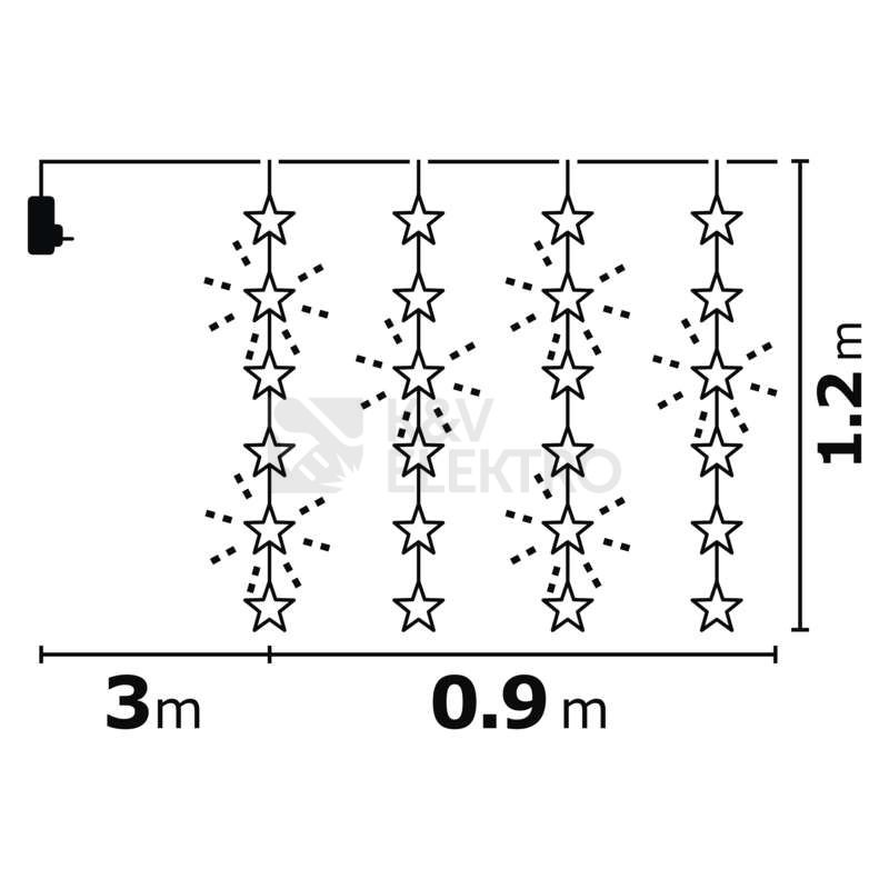 Obrázek produktu LED vánoční závěs EMOS DCGW01 ZY2263 hvězdy 120x90cm vnitřní použití teplá bílá s časovačem 3
