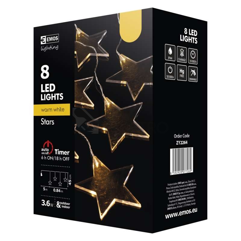 Obrázek produktu LED vánoční závěs EMOS DCGW02 ZY2264 hvězdy 80cm teplá bílá s časovačem 1
