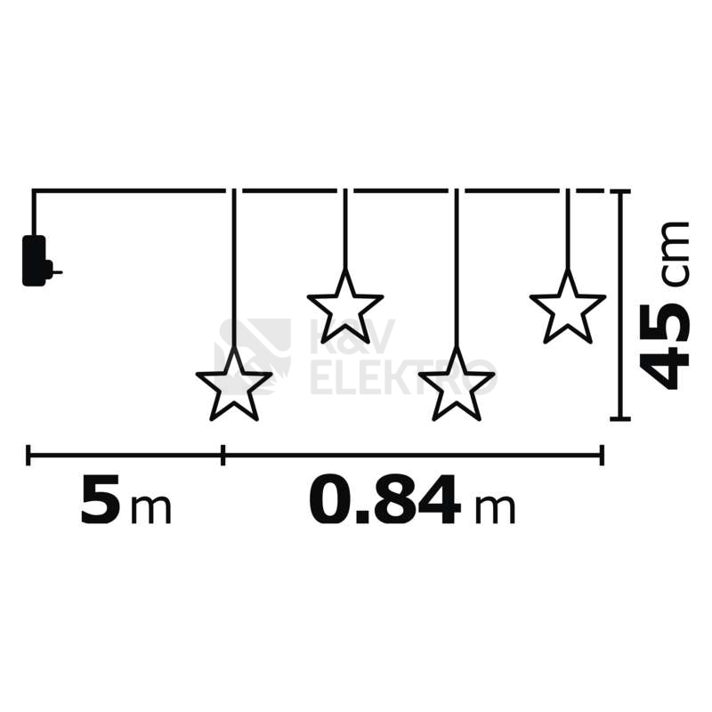 Obrázek produktu LED vánoční závěs EMOS DCGW02 ZY2264 hvězdy 80cm teplá bílá s časovačem 3