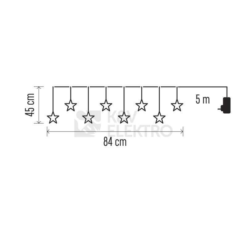 Obrázek produktu LED vánoční závěs EMOS DCGW02 ZY2264 hvězdy 80cm teplá bílá s časovačem 9