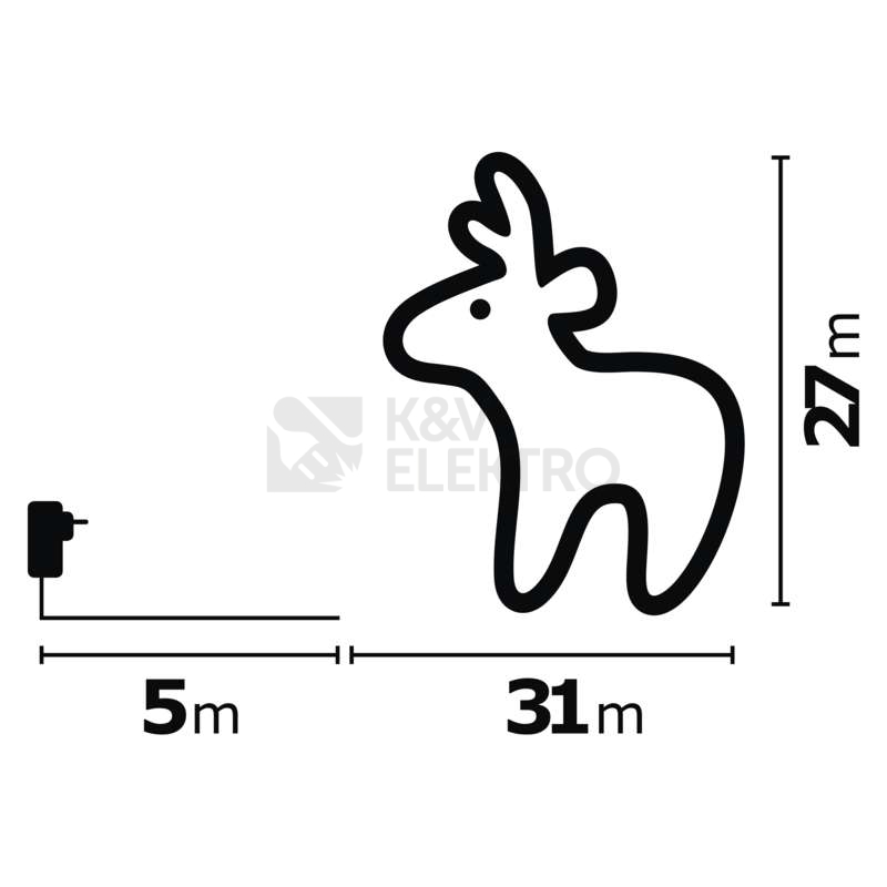 Obrázek produktu LED vánoční jelínek EMOS DCFC06 ZY2275 230V studená bílá s časovačem 11