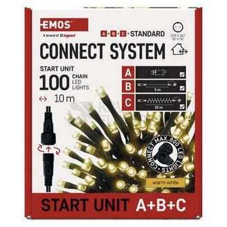 Obrázek produktu Propojovací vánoční řetěz se zdrojem EMOS Connecting D1AW01 ZY2277 startovní sada pro spojovací řetězy 10m teplá bílá 8