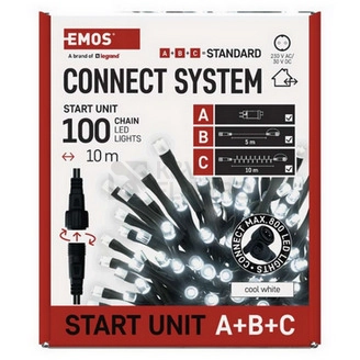 Obrázek produktu Propojovací vánoční řetěz se zdrojem EMOS Connecting D1AC01 ZY2278 startovní sada pro spojovací řetězy 10m studená bílá 7