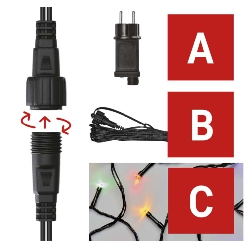Propojovací vánoční řetěz se zdrojem EMOS Connecting D1AM01 ZY2279 startovní sada pro spojovací řetězy 10m multicolor (obrázek 11)
