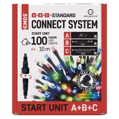 Propojovací vánoční řetěz se zdrojem EMOS Connecting D1AM01 ZY2279 startovní sada pro spojovací řetězy 10m multicolor (obrázek 10)