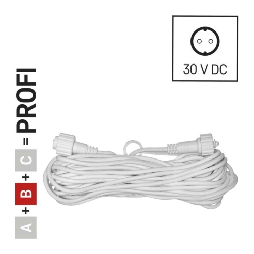 Profi prodlužovací kabel EMOS Connecting D2ZW01 ZY2280 10m pro spojovací LED vánoční řetězy bílý