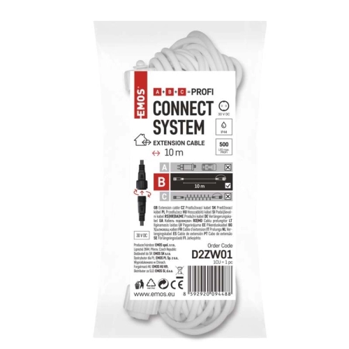 Profi prodlužovací kabel EMOS Connecting D2ZW01 ZY2280 10m pro spojovací LED vánoční řetězy bílý (obrázek 6)