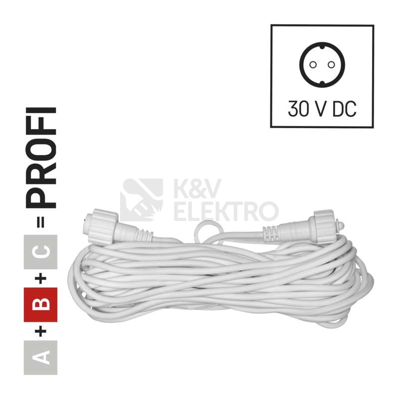 Obrázek produktu Profi prodlužovací kabel EMOS Connecting D2ZW01 ZY2280 10m pro spojovací LED vánoční řetězy bílý 0