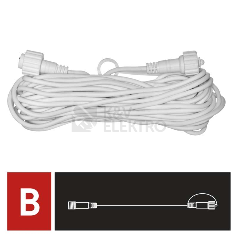 Obrázek produktu Profi prodlužovací kabel EMOS Connecting D2ZW01 ZY2280 10m pro spojovací LED vánoční řetězy bílý 3