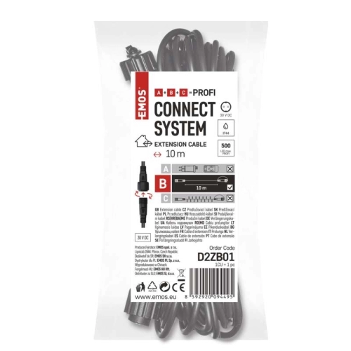 Profi prodlužovací kabel EMOS Connecting D2ZB01 ZY2281 10m pro spojovací LED vánoční řetězy černý (obrázek 4)