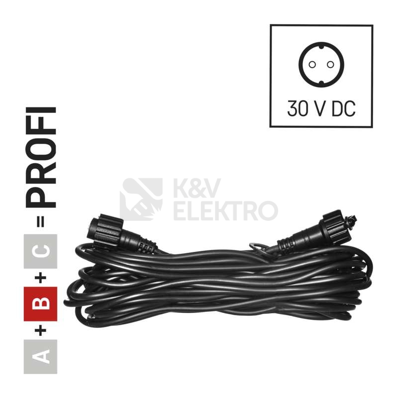 Obrázek produktu Profi prodlužovací kabel EMOS Connecting D2ZB01 ZY2281 10m pro spojovací LED vánoční řetězy černý 0