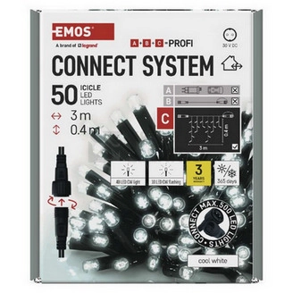 Obrázek produktu Propojovací vánoční řetěz bez zdroje EMOS Connecting D2CC03 ZY2287 50LED krápníky 3m studená bílá částečně blikající 3