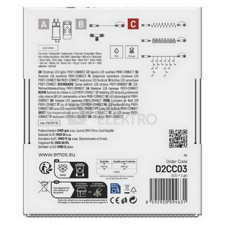 Obrázek produktu Propojovací vánoční řetěz bez zdroje EMOS Connecting D2CC03 ZY2287 50LED krápníky 3m studená bílá částečně blikající 4