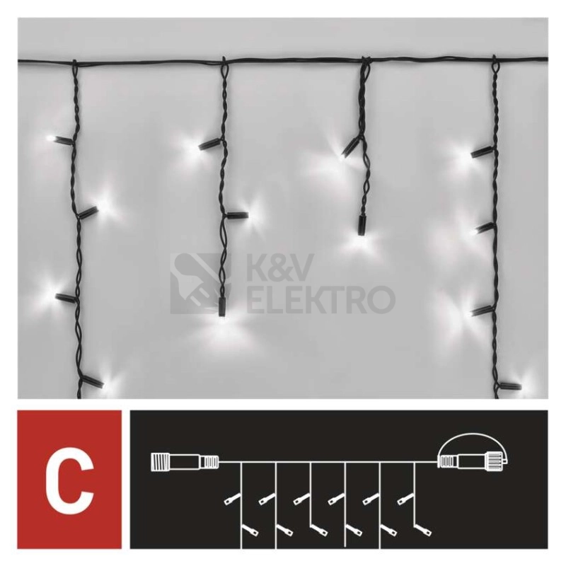 Obrázek produktu Propojovací vánoční řetěz bez zdroje EMOS Connecting D2CC03 ZY2287 50LED krápníky 3m studená bílá částečně blikající 13