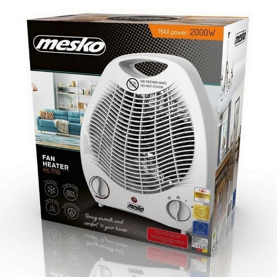 Obrázek produktu Teplovzdušný ventilátor 1000/2000W Mesko MS 7719 bílý 4