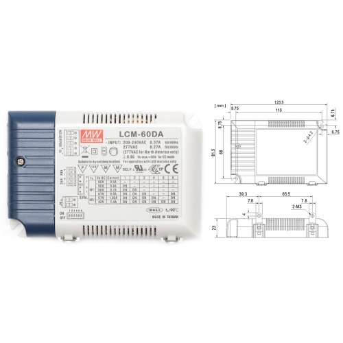 Stmívatelný LED driver MEAN WELL LCM-60DA 6-kanálů 60W DALI