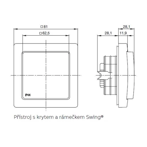ABB Swing (L) zásuvka IP44 jasně bílá 5518G-A02989 B (obrázek 2)