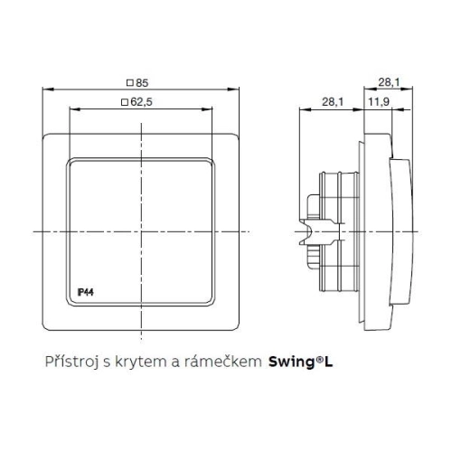 ABB Swing (L) zásuvka IP44 jasně bílá 5518G-A02989 B (obrázek 4)