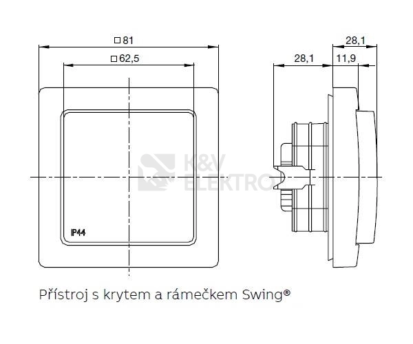 Obrázek produktu ABB Swing (L) zásuvka IP44 jasně bílá 5518G-A02989 B 1