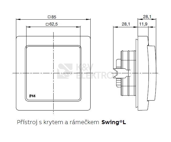 Obrázek produktu ABB Swing (L) zásuvka IP44 jasně bílá 5518G-A02989 B 2