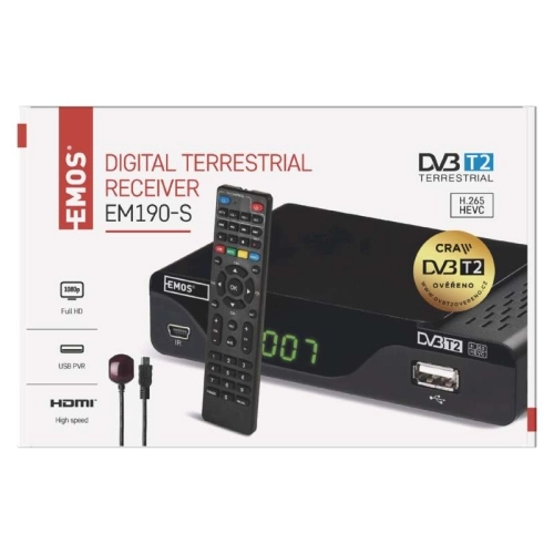 Set-top box EMOS EM190-S HD HEVC H265 (DVB-T2) J6014 s externím čidlem (obrázek 3)