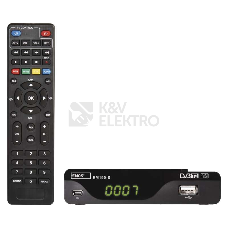 Obrázek produktu  Set-top box EMOS EM190-S HD HEVC H265 (DVB-T2) J6014 s externím čidlem 0