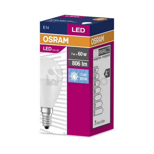 Obrázek produktu LED žárovka E14 OSRAM CL P FR 7W (60W) neutrální bílá (4000K), hruška 1