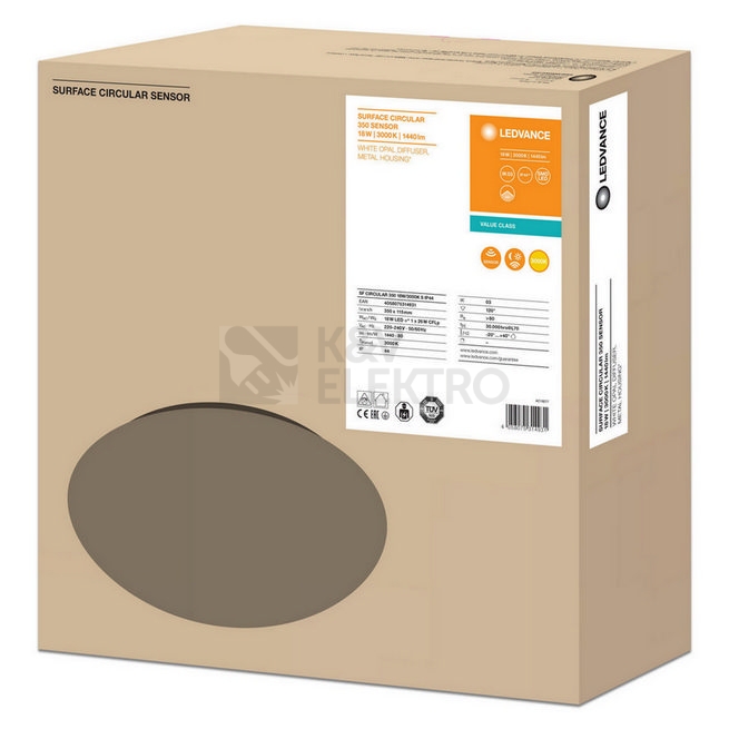 Obrázek produktu LED svítidlo LEDVANCE Surface Circular 350mm 18W/3000K teplá bílá IP44 s pohybovým čidlem 9