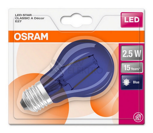 Obrázek produktu Dekorační žárovka LED STAR CLASSIC A Décor E27 OSRAM 2,5W (15W) modrá 1