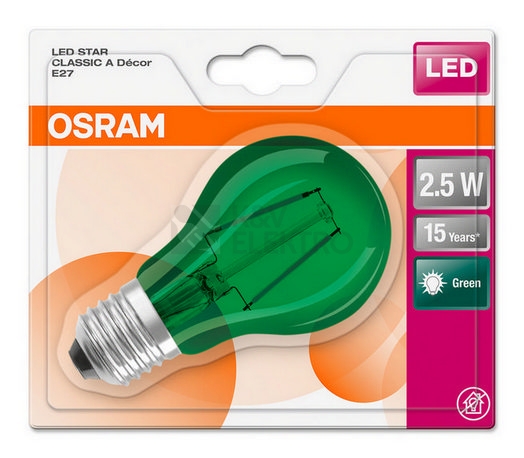 Obrázek produktu Dekorační žárovka LED STAR CLASSIC A Décor E27 OSRAM 2,5W (15W) zelená 1