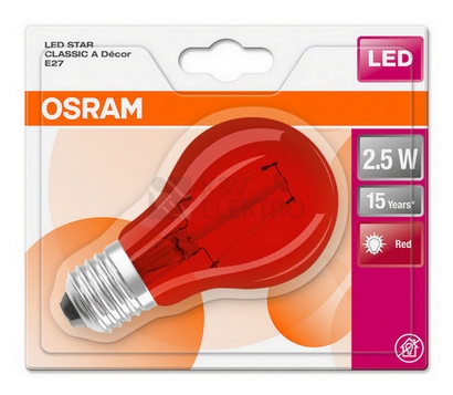 Obrázek produktu  Dekorační žárovka LED STAR CLASSIC A Décor E27 Osram 2,5W (15W) červená 2