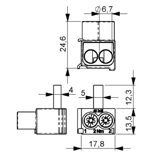 Svorka připojovací AS-2X25 SNK-BL modrá pro Al/Cu 2x25mm2 1079504 (obrázek 5)
