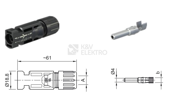 Obrázek produktu  Solární konektor Stäubli MC4 PV-KST 4/6 spojka (zásuvka) PV-I-KST4II-UR/32.0715-UR 1