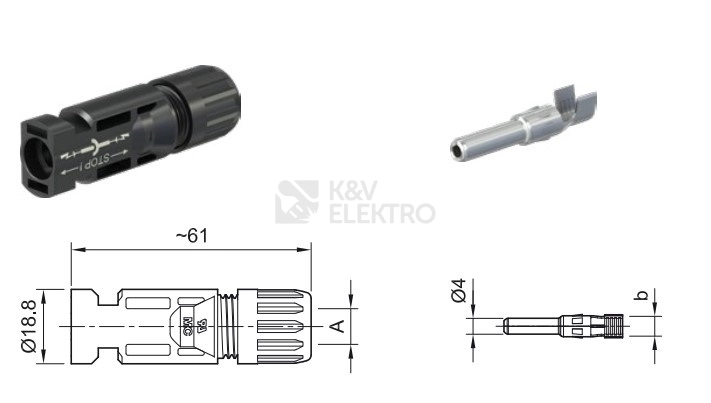 Obrázek produktu Solární konektor Stäubli MC4 PV-KST 4/6 spojka (zásuvka) PV-I-KST4II-UR/32.0715-UR 1