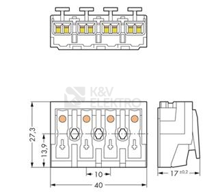 Obrázek produktu  Svorka WAGO 294-4024 pro připojení svítidla se stálou a spínanou fází. Póly PE, N, L a L´ 1