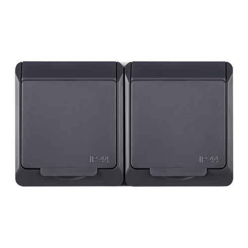 Dvojzásuvka IP44 Famatel Galatea antracit 5322-07