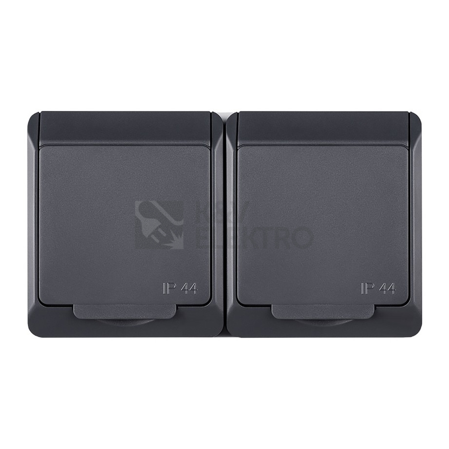 Obrázek produktu Dvojzásuvka IP44 Famatel Galatea antracit 5322-07 1