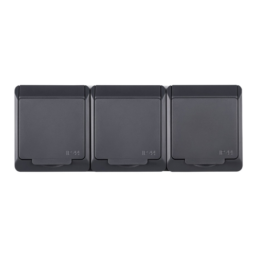 Trojzásuvka IP44 Famatel Galatea antracit 5323-07