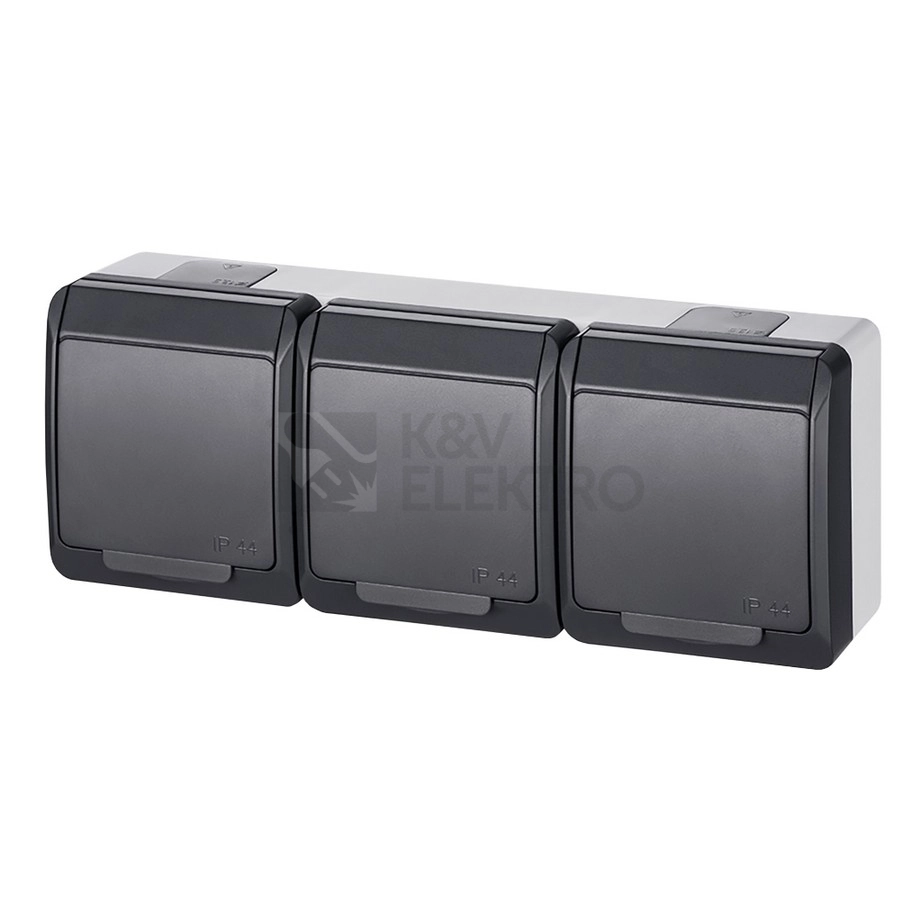 Obrázek produktu Trojzásuvka IP44 Famatel Galatea antracit 5323-07 0
