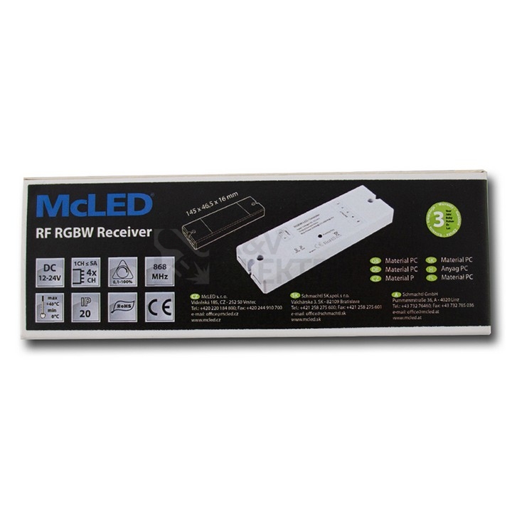 Obrázek produktu RF přijímač pro ovladače RGBW McLED ML-910.048.22.0 2