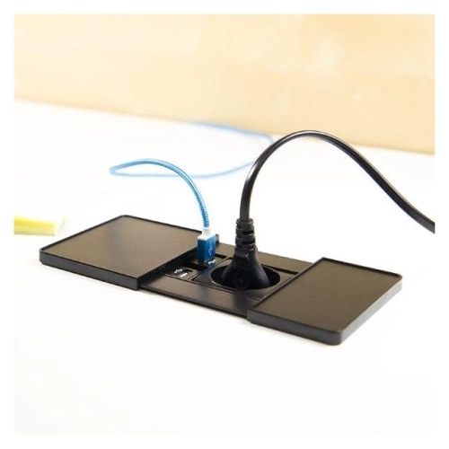 Vestavná zásuvka VersaPAD 06008E00002 1x230V 2xUSB černá (obrázek 3)