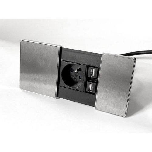 Vestavná zásuvka VersaPAD 06008E00003 1x230V 2xUSB nerez