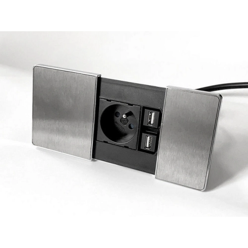 Vestavná zásuvka VersaPAD 06008E00003 1x230V 2xUSB nerez (obrázek 2)