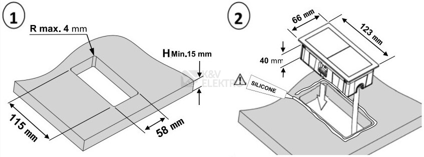 Obrázek produktu  Vestavná zásuvka VersaHIT 06025E00001 MONO 1x230V nerez 2