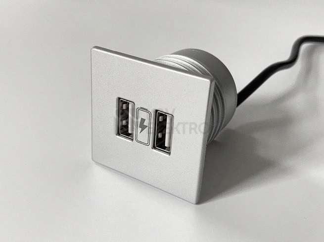 Obrázek produktu  Nabíječka USB do nábytku VersaPICK 06029P00005 2xUSB 5V 2,1A hliník 0