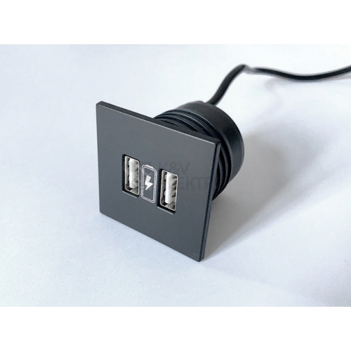  Napájecí USB HUB do nábytku VersaPICK 06029P00006 2xUSB 5V 2,1A matná černá